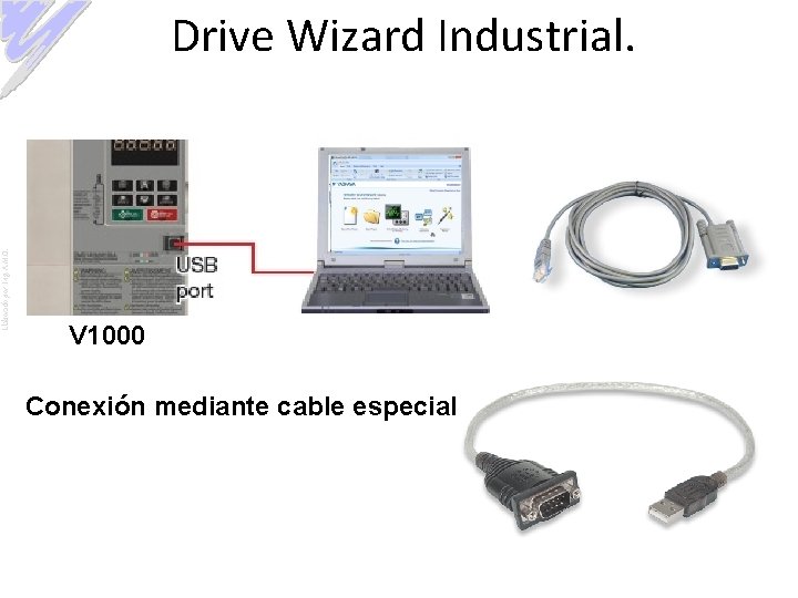 Elaborado por: Ing. A. M. O. Drive Wizard Industrial. V 1000 Conexión mediante cable