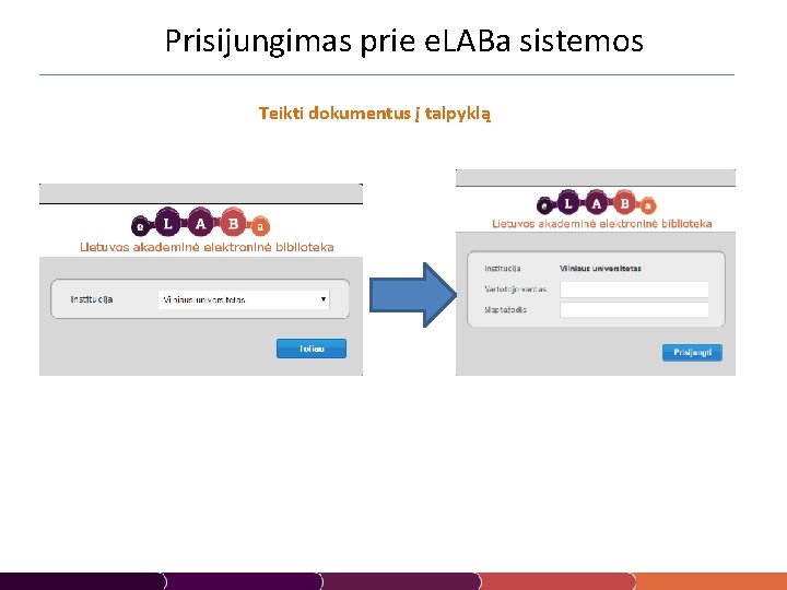Prisijungimas prie e. LABa sistemos Teikti dokumentus į talpyklą 