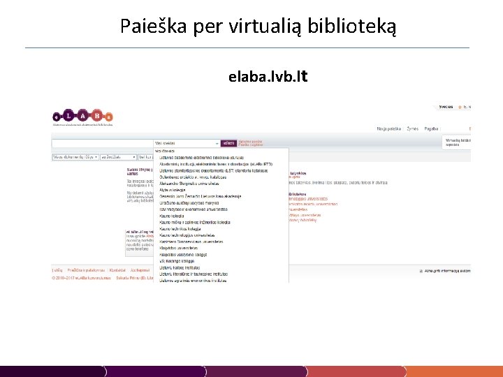 Paieška per virtualią biblioteką elaba. lvb. lt 