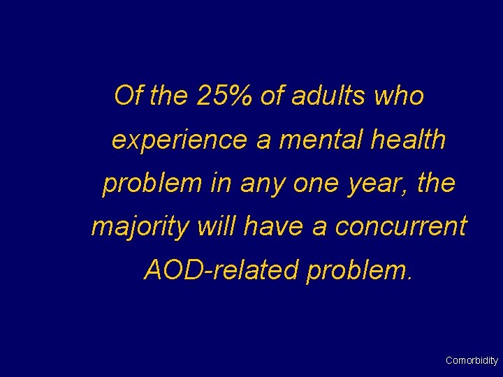 Of the 25% of adults who experience a mental health problem in any one