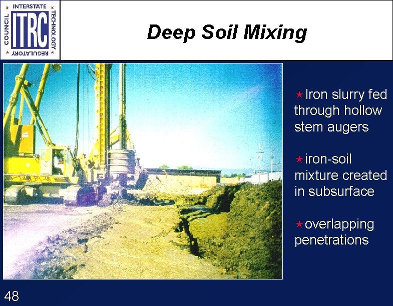 Deep Soil Mixing éIron slurry fed through hollow stem augers éiron-soil mixture created in