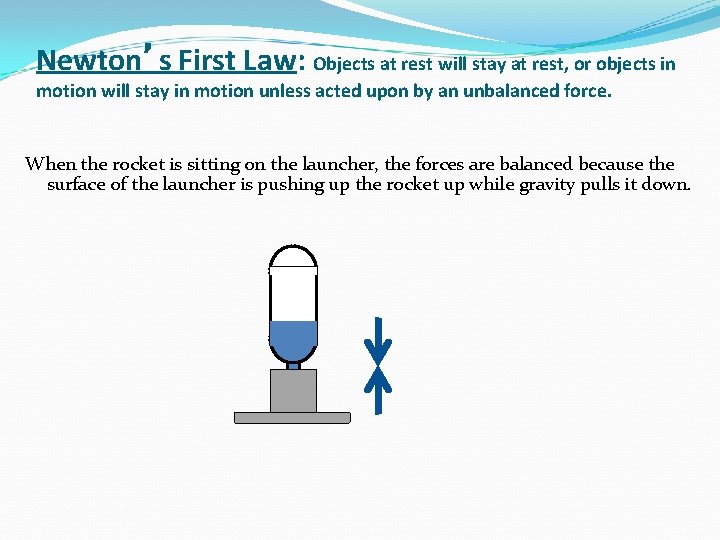 Newton’s First Law: Objects at rest will stay at rest, or objects in motion