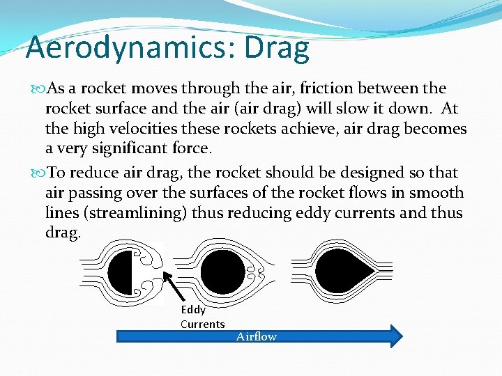 Aerodynamics: Drag As a rocket moves through the air, friction between the rocket surface