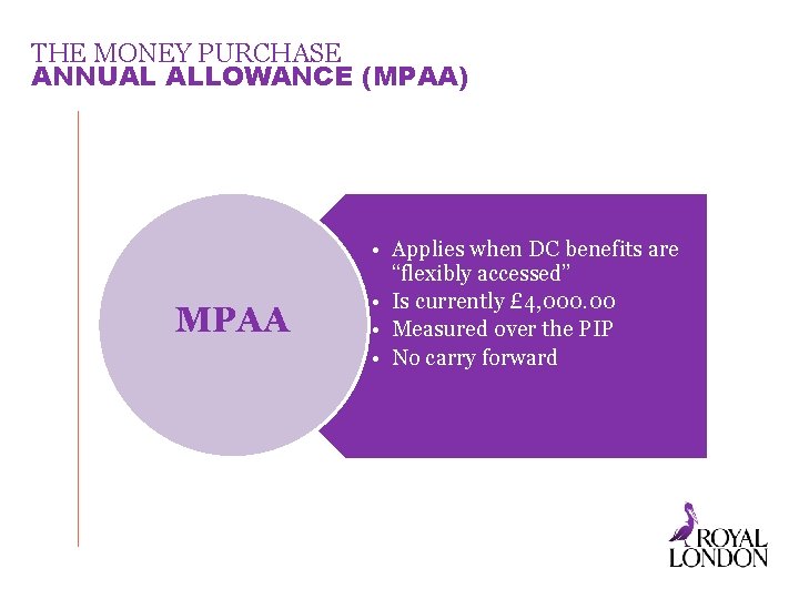 THE MONEY PURCHASE ANNUAL ALLOWANCE (MPAA) MPAA • Applies when DC benefits are “flexibly