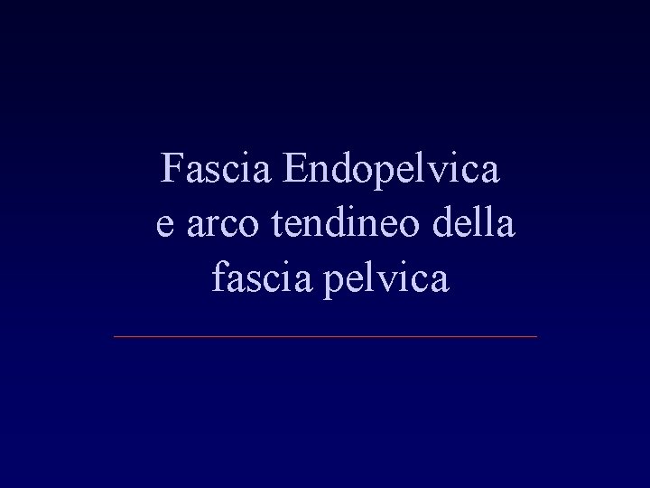 Fascia Endopelvica e arco tendineo della fascia pelvica 