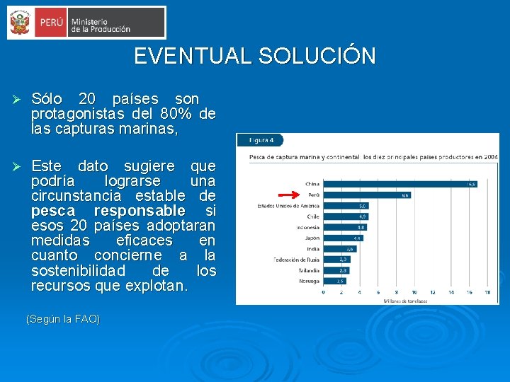 EVENTUAL SOLUCIÓN Ø Sólo 20 países son protagonistas del 80% de las capturas marinas,