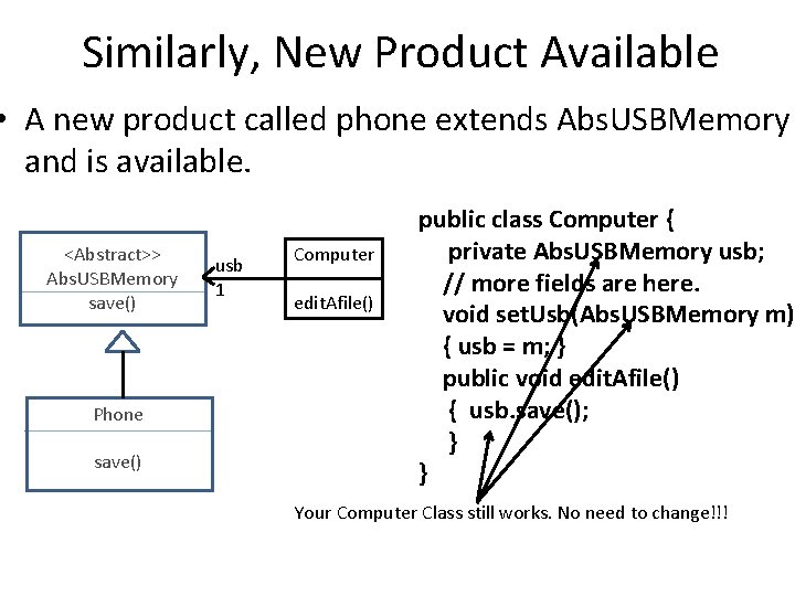 Similarly, New Product Available • A new product called phone extends Abs. USBMemory and