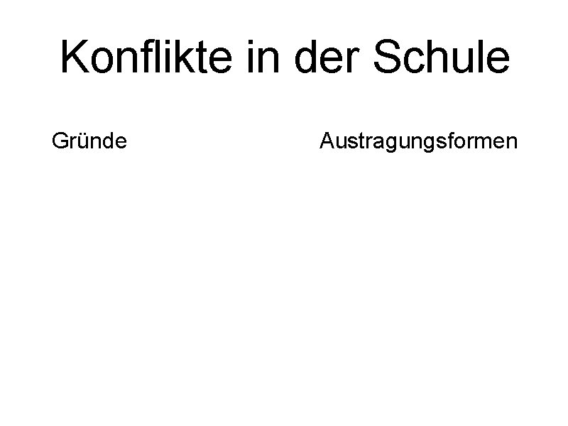 Konflikte in der Schule Gründe Austragungsformen 