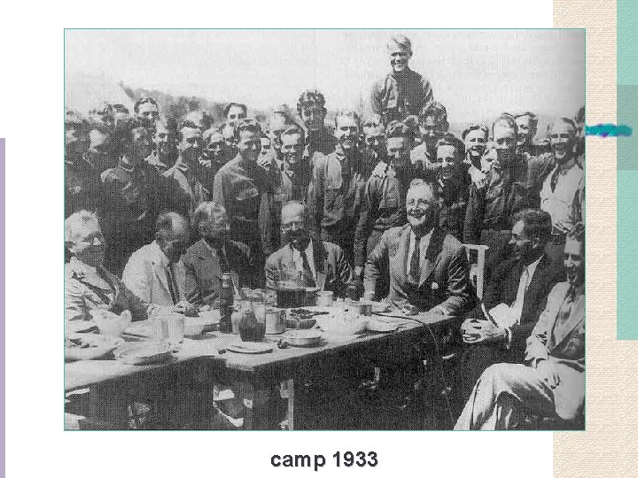 Roosevelt visits a Civilian Conservation Corps camp 1933 