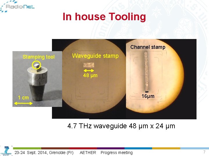 In house Tooling Channel stamp Stamping tool Waveguide stamp 48 µm 16µm 1 cm