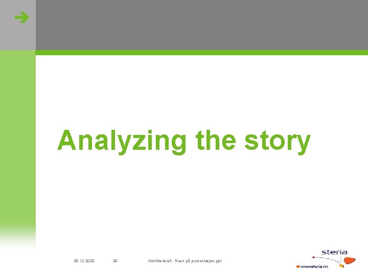  Analyzing the story 05. 12. 2020 29 Konfidensiell - Navn på presentasjon. ppt