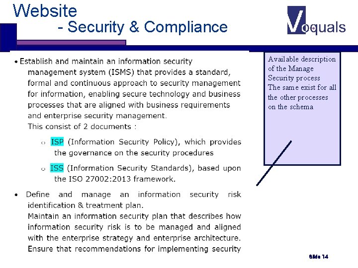 Website - Security & Compliance Available description of the Manage Security process The same Website - Security & Compliance Available description of the Manage Security process The same