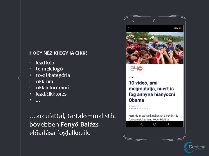 HOGY NÉZ KI EGY IA CIKK? ◦ ◦ ◦ ◦ lead kép termék logó