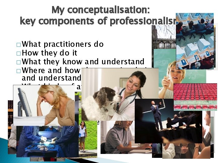 My conceptualisation: key components of professionalism � What practitioners do � How they do