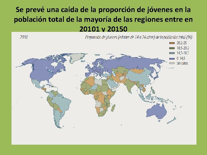 Se prevé una caída de la proporción de jóvenes en la población total de