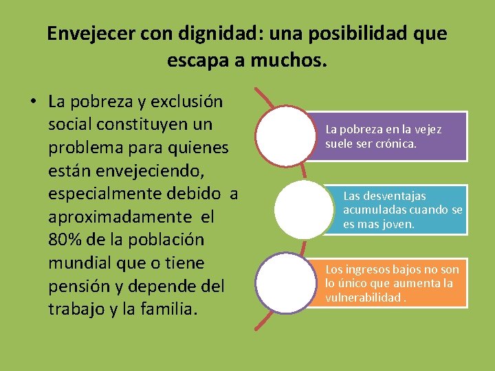 Envejecer con dignidad: una posibilidad que escapa a muchos. • La pobreza y exclusión