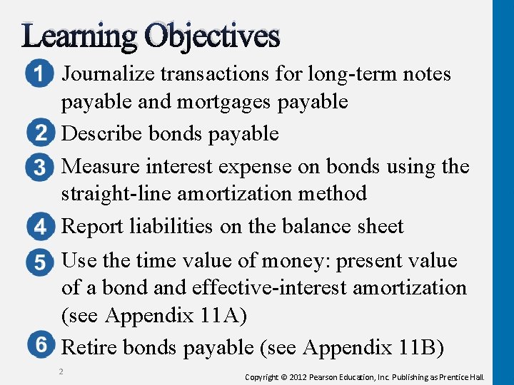 Learning Objectives Journalize transactions for long-term notes payable and mortgages payable Describe bonds payable