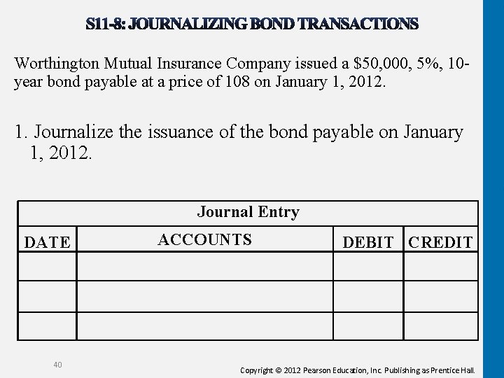 Worthington Mutual Insurance Company issued a $50, 000, 5%, 10 year bond payable at