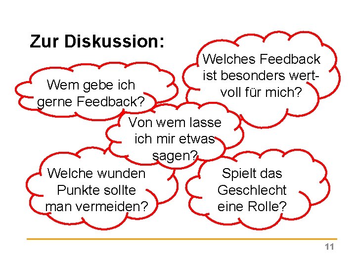 Zur Diskussion: Wem gebe ich gerne Feedback? Welches Feedback ist besonders wertvoll für mich?