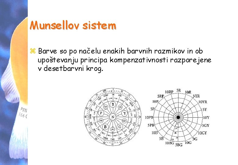 Munsellov sistem z Barve so po načelu enakih barvnih razmikov in ob upoštevanju principa