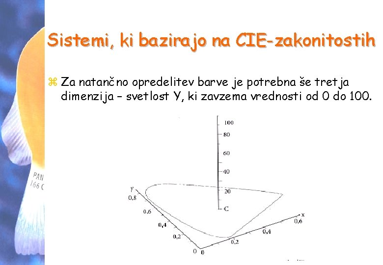 Sistemi, ki bazirajo na CIE-zakonitostih z Za natančno opredelitev barve je potrebna še tretja