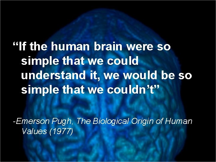 “If the human brain were so simple that we could understand it, we would