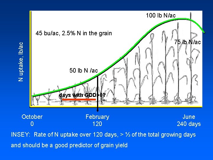 100 lb N/ac N uptake, lb/ac 45 bu/ac, 2. 5% N in the grain