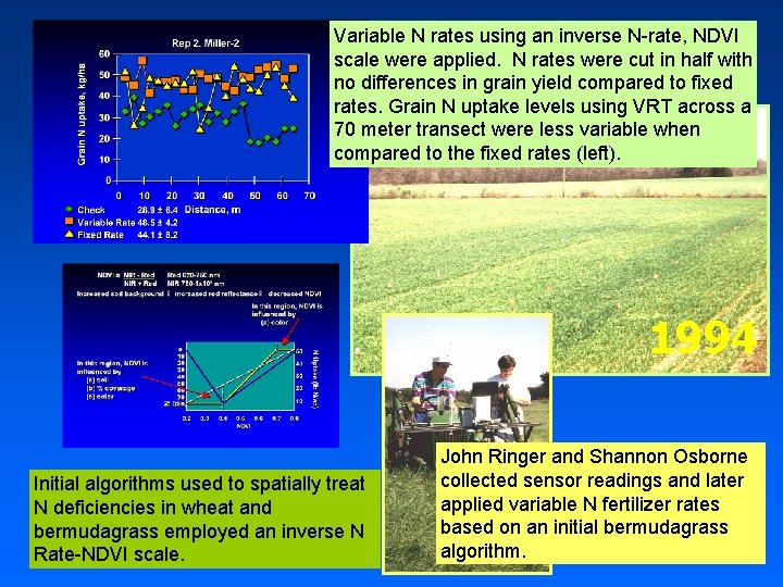 Variable N rates using an inverse N-rate, NDVI scale were applied. N rates were
