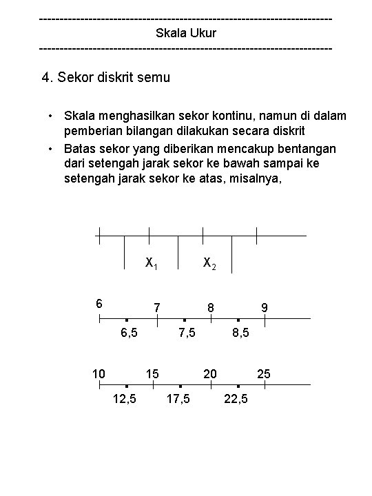 -----------------------------------Skala Ukur ------------------------------------ 4. Sekor diskrit semu • Skala menghasilkan sekor kontinu, namun di