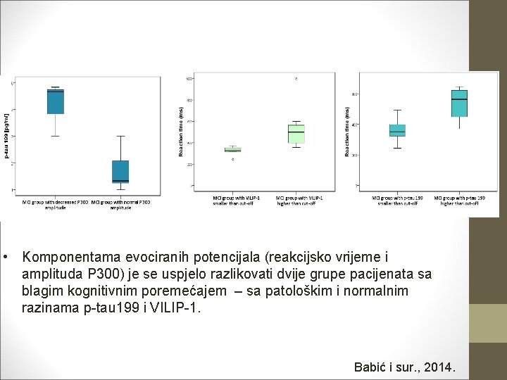  • Komponentama evociranih potencijala (reakcijsko vrijeme i amplituda P 300) je se uspjelo