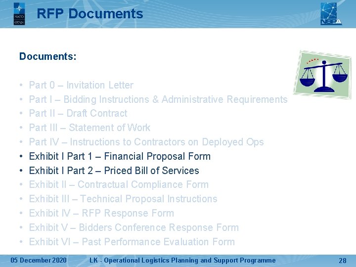 RFP Documents: • • • Part 0 – Invitation Letter Part I – Bidding