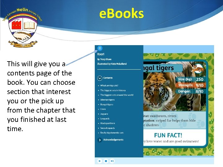 e. Books This will give you a contents page of the book. You can