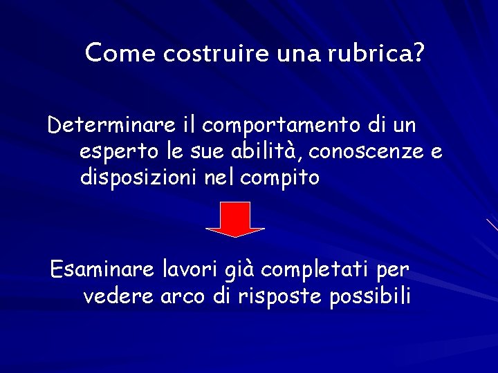 Come costruire una rubrica? Determinare il comportamento di un esperto le sue abilità, conoscenze