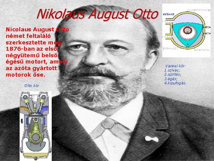 Nikolaus August Otto Nicolaus August Otto német feltaláló szerkesztette meg 1876 -ban az első