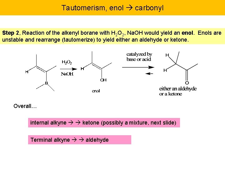 Tautomerism, enol carbonyl Step 2, Reaction of the alkenyl borane with H 2 O
