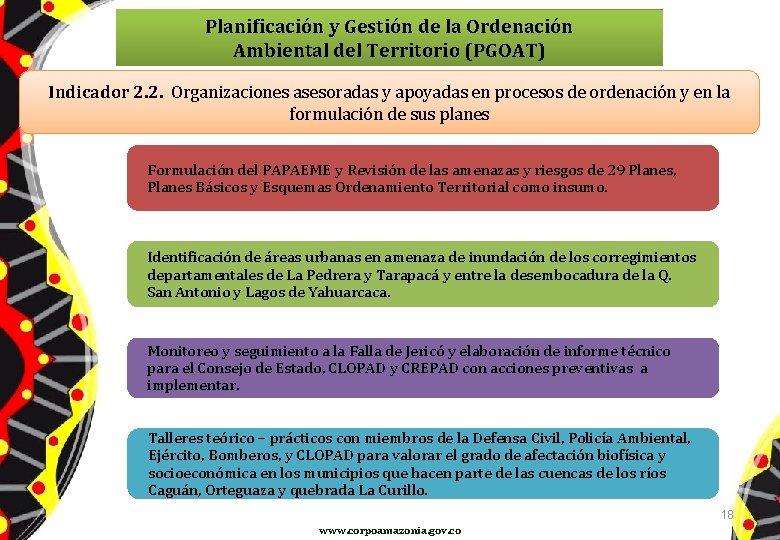 Planificación y Gestión de la Ordenación Ambiental del Territorio (PGOAT) Indicador 2. 2. Organizaciones