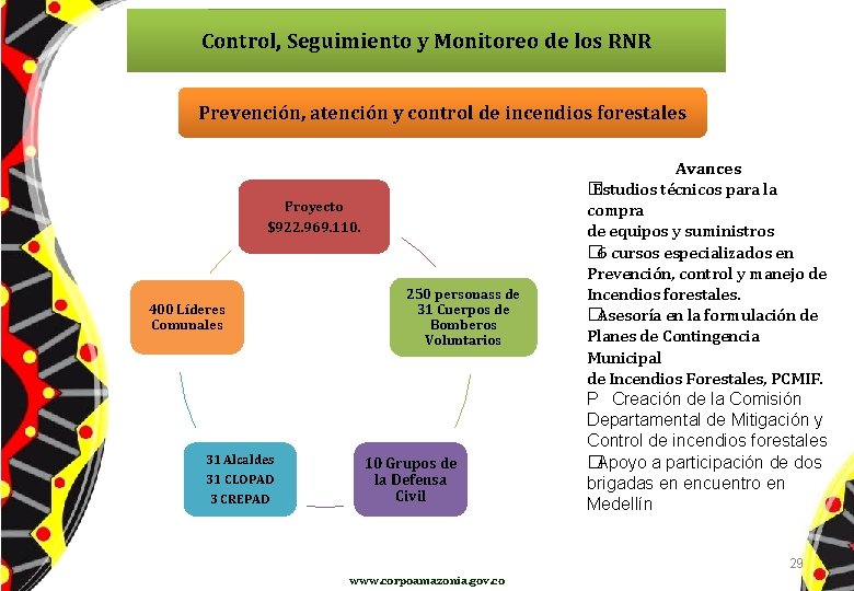 Control, Seguimiento y Monitoreo de los RNR Prevención, atención y control de incendios forestales
