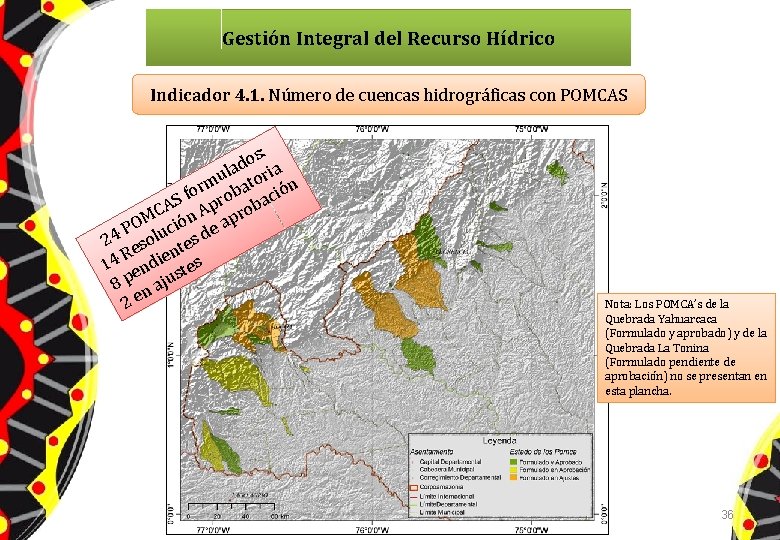 Gestión Integral del Recurso Hídrico Indicador 4. 1. Número de cuencas hidrográficas con POMCAS