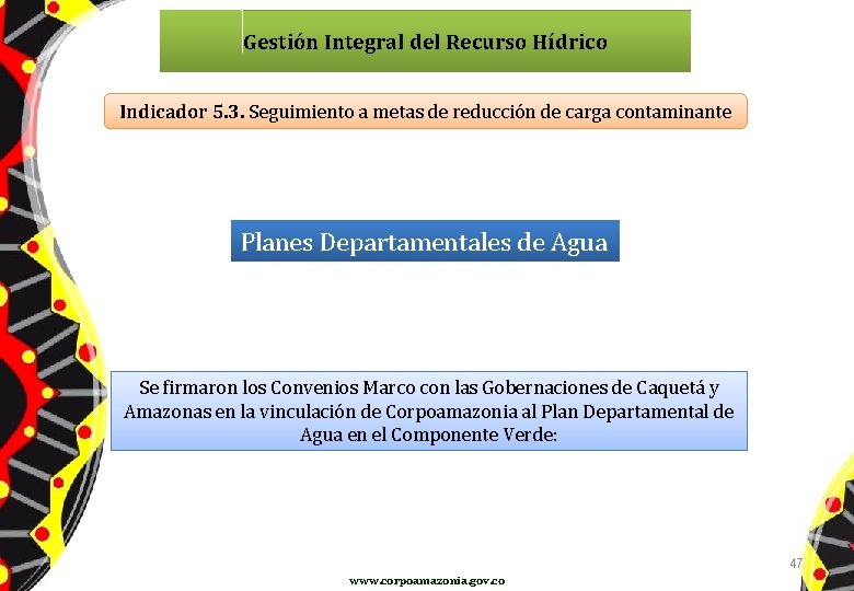 Gestión Integral del Recurso Hídrico Indicador 5. 3. Seguimiento a metas de reducción de