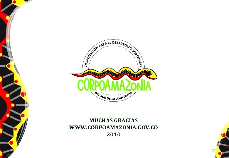 MUCHAS GRACIAS WWW. CORPOAMAZONIA. GOV. CO 2010 99 