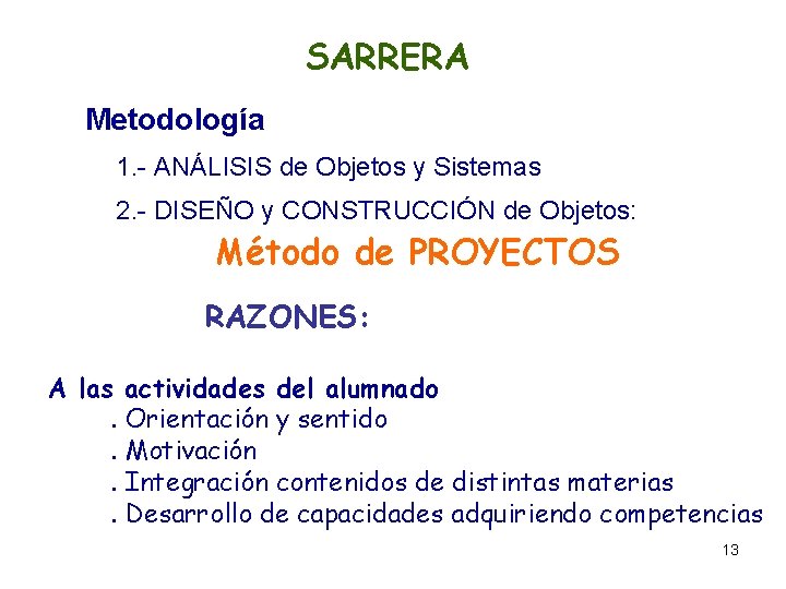 SARRERA Metodología 1. - ANÁLISIS de Objetos y Sistemas 2. - DISEÑO y CONSTRUCCIÓN