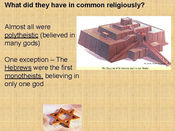 What did they have in common religiously? Almost all were polytheistic (believed in many