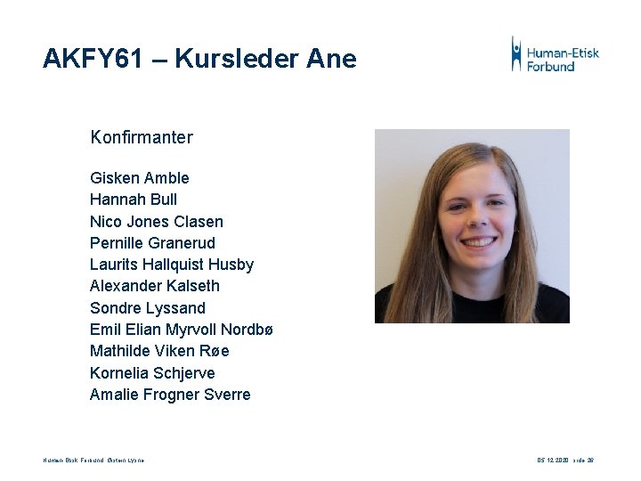 AKFY 61 – Kursleder Ane Konfirmanter Gisken Amble Hannah Bull Nico Jones Clasen Pernille