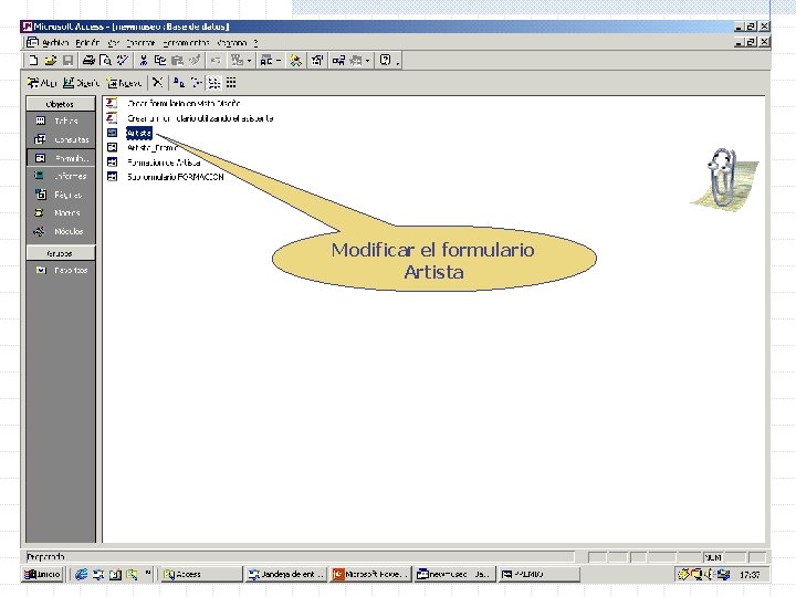 Modificar el formulario Artista 