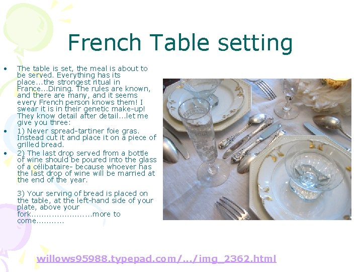 French Table setting • • • The table is set, the meal is about