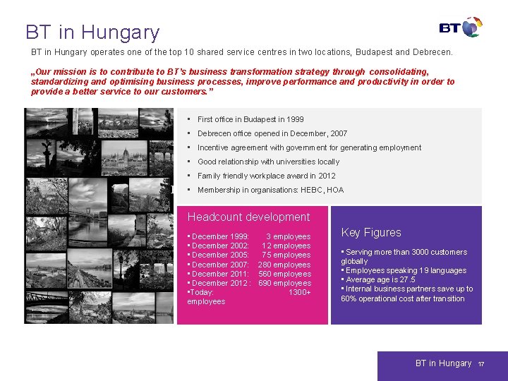 BT in Hungary operates one of the top 10 shared service centres in two