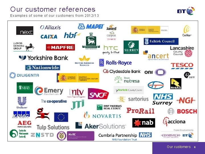 Our customer references Examples of some of our customers from 2012/13 Our customers 9