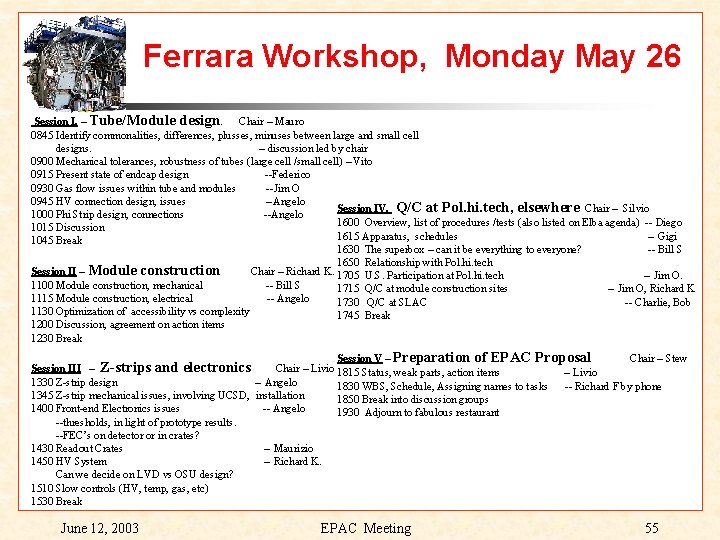  Ferrara Workshop, Monday May 26 Session I. – Tube/Module design. Chair – Mauro