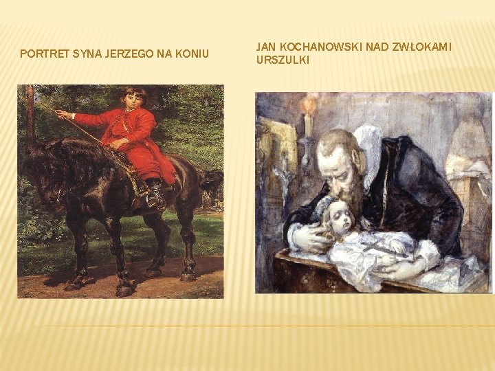PORTRET SYNA JERZEGO NA KONIU JAN KOCHANOWSKI NAD ZWŁOKAMI URSZULKI 