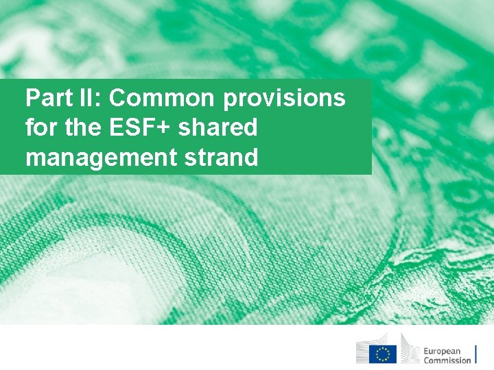 Part II: Common provisions for the ESF+ shared management strand 